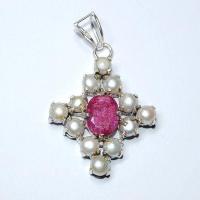 Rub 215d pendentif pendant rubis cachemire perle 14gr achat vente bijou argent 925