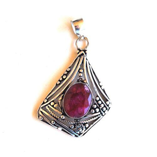 Rub 239 pendant pendentif 55mm rubis 12x16mm argent 1