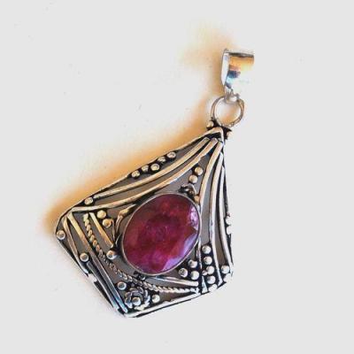 Rub 239 pendant pendentif 55mm rubis 12x16mm argent 2