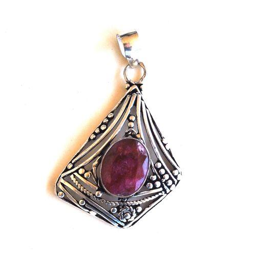 Rub 239 pendant pendentif 55mm rubis 12x16mm argent 3