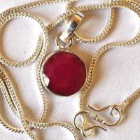 Rub 254 pendant pendentif rubis chaine 54mm diam12 argent925 1