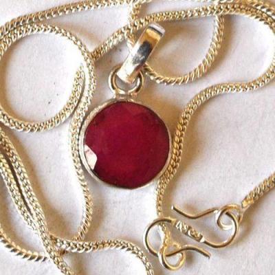 Rub 254 pendant pendentif rubis chaine 54mm diam12 argent925 1
