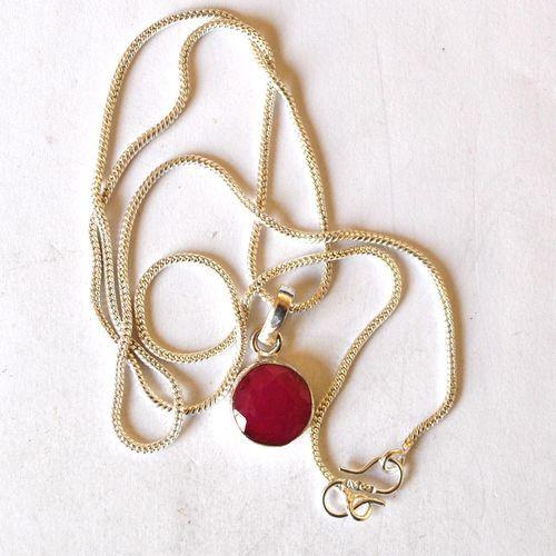 Rub 254 pendant pendentif rubis chaine 54mm diam12 argent925 2