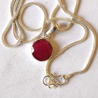 Rub 254 pendant pendentif rubis chaine 54mm diam12 argent925 3