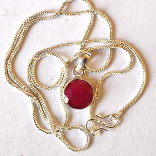 Rub 254 pendant pendentif rubis chaine 54mm diam12 argent925 4