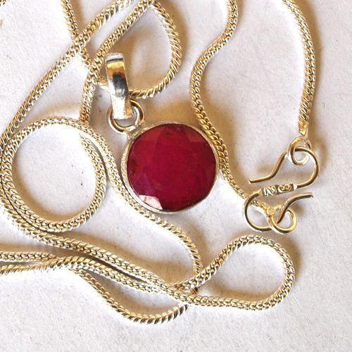 Rub 254 pendant pendentif rubis chaine 54mm diam12 argent925 5