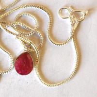 Rub 255 pendentif pendant rubis 10x12mm chaine54cm argent925 2