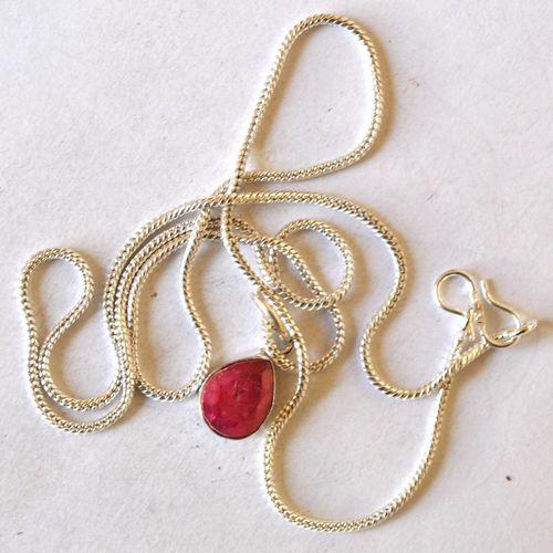 Rub 255 pendentif pendant rubis 10x12mm chaine54cm argent925 3