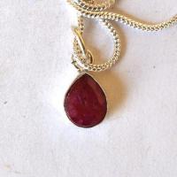 Rub 255 pendentif pendant rubis 10x12mm chaine54cm argent925 4