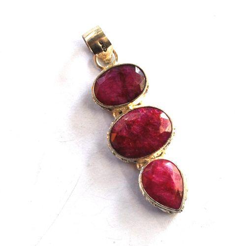 Rub 257 pendentif pendant 50mm rubis 18x55mm argent925 3