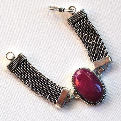 Rub 258 bracelet rubis 20x32mm 50gr argent925 3
