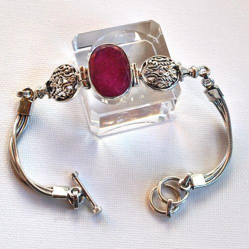 Rub 260 bracelet rubis 20x15mm 26gr argent925 3