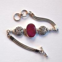 Rub 260 bracelet rubis 20x15mm 26gr argent925 5 