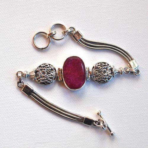 Rub 260 bracelet rubis 20x15mm 26gr argent925 5