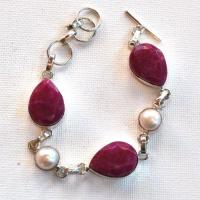 Rub 261 bracelet rubis perles 14x18mm 18gr argent925 1 1