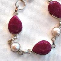 Rub 261 bracelet rubis perles 14x18mm 18gr argent925 2