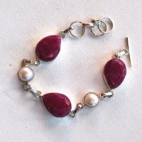 Rub 261 bracelet rubis perles 14x18mm 18gr argent925 3 1