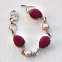 Rub 261 bracelet rubis perles 14x18mm 18gr argent925 4 1