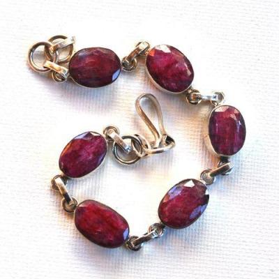 Rub 262 bracelet rubis 10x12mm 16gr argent925 2