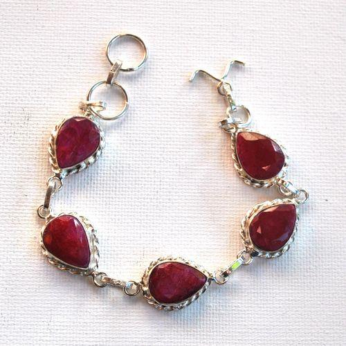 Rub 263 bracelet rubis 10x12mm 15gr argent925 1