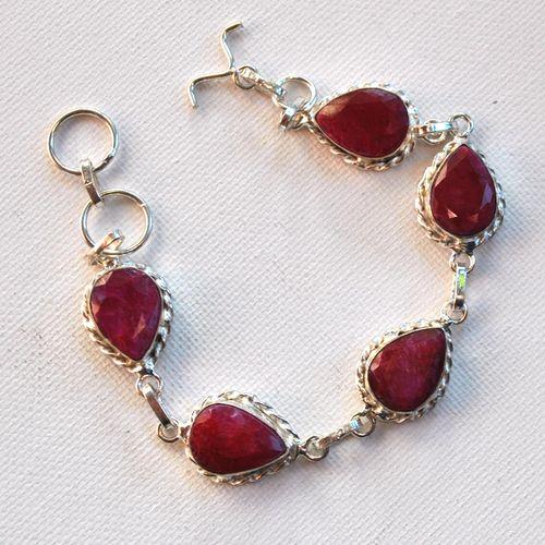 Rub 263 bracelet rubis 10x12mm 15gr argent925 3