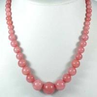 Rub 274 collier parure perles rubis rose 6x14mm 46cm 44gr 1 