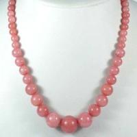 Rub 274 collier parure perles rubis rose 6x14mm 46cm 44gr 1