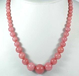 Rub 274 collier parure perles rubis rose 6x14mm 46cm 44gr 3 