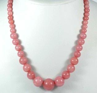 Rub 274 collier parure perles rubis rose 6x14mm 46cm 44gr 1