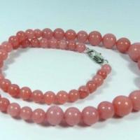 Rub 274 collier parure perles rubis rose 6x14mm 46cm 44gr 2 