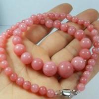 Rub 274 collier parure perles rubis rose 6x14mm 46cm 44gr 3 