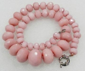 Rub 275 collier parure perles rubis rose 10x20mm 46cm 104gr 1