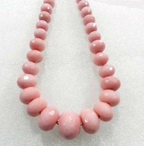 Rub 275 collier parure perles rubis rose 10x20mm 46cm 104gr 1 