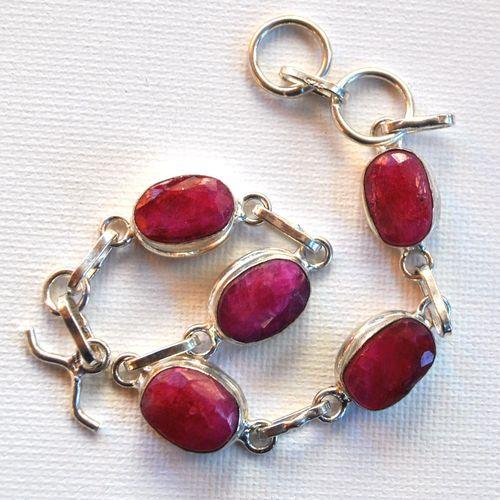 Rub 290 bracelet rubis 10x12mm 15gr argent925 1