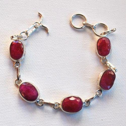 Rub 290 bracelet rubis 10x12mm 15gr argent925 2