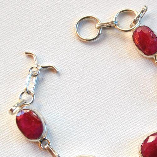 Rub 290 bracelet rubis 10x12mm 15gr argent925 3