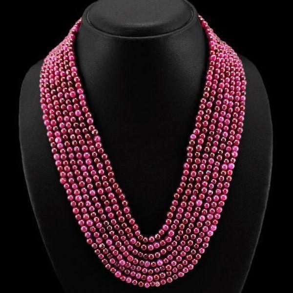 Rub 292 collier parure sautoir 7rangs mm rubis cachemire achat vente bijoux ethniques 1