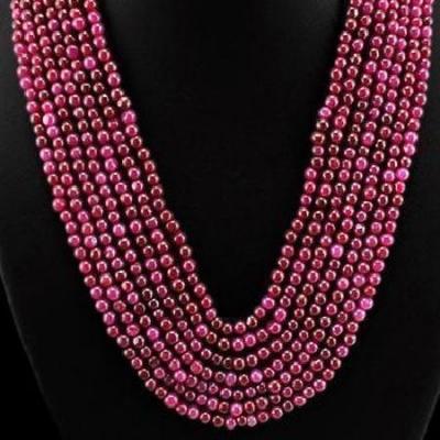 Rub 292 collier parure sautoir 7rangs mm rubis cachemire achat vente bijoux ethniques 4