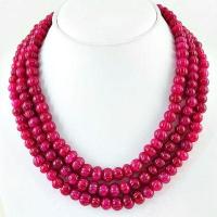 Rub 293 collier parure sautoir 3rangs 8x10mm rubis lanterne 140gr vente bijoux ethniques 1 