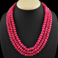 Rub 293 collier parure sautoir 3rangs 8x10mm rubis lanterne 140gr vente bijoux ethniques 4