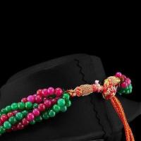 Rub 295 collier parure sautoir rubis emeraude 3rangs 140gr argent 925 3