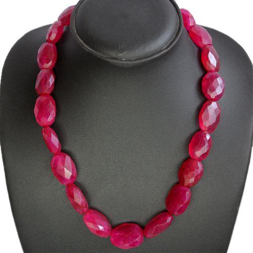 Rub 307 collier parure 16x22mm rubis perles facettees 110gr vente bijou ethniques 1