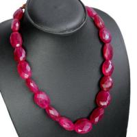 Rub 307 collier parure 16x22mm rubis perles facettees 110gr vente bijou ethniques 2 