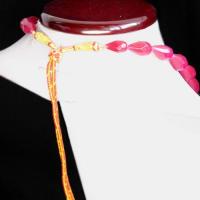 Rub 316 collier 1rang perles rubis cachemire poire 10x20mm ethnique 1