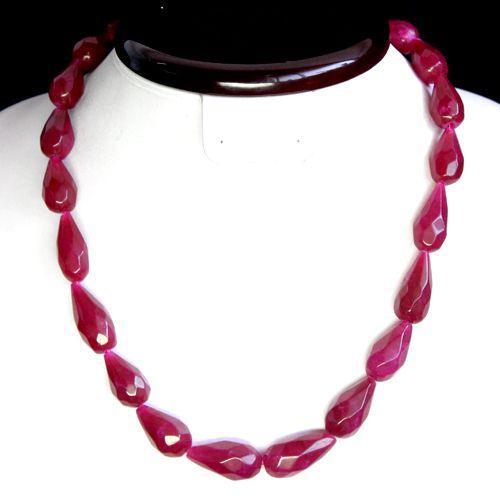 Rub 316 collier 1rang perles rubis cachemire poire 10x20mm ethnique 2