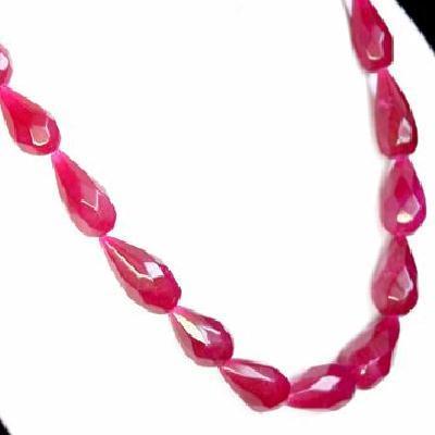 Rub 316 collier 1rang perles rubis cachemire poire 10x20mm ethnique 4 