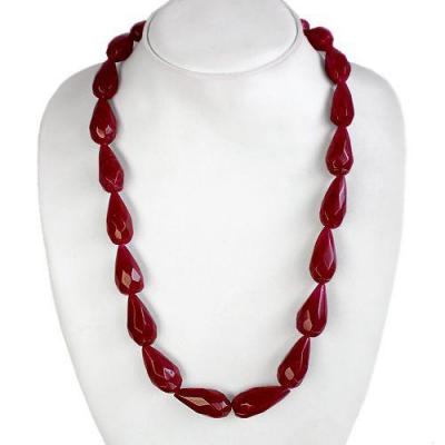 Rub 317 collier 1rang perles rubis cachemire poire 13x25mm ethnique 1 