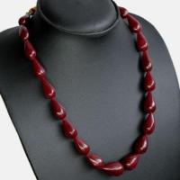 Rub 318 collier 1rang perles rubis cachemire poire 10x13mm ethnique 3 