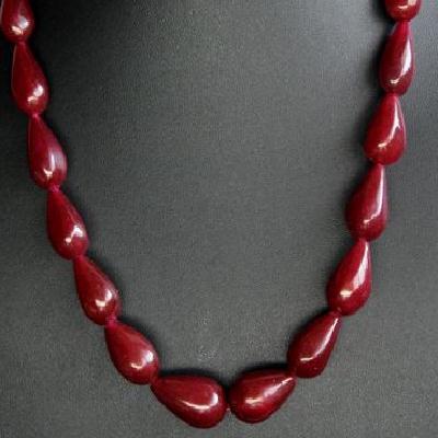 Rub 318 collier 1rang perles rubis cachemire poire 10x13mm ethnique 4