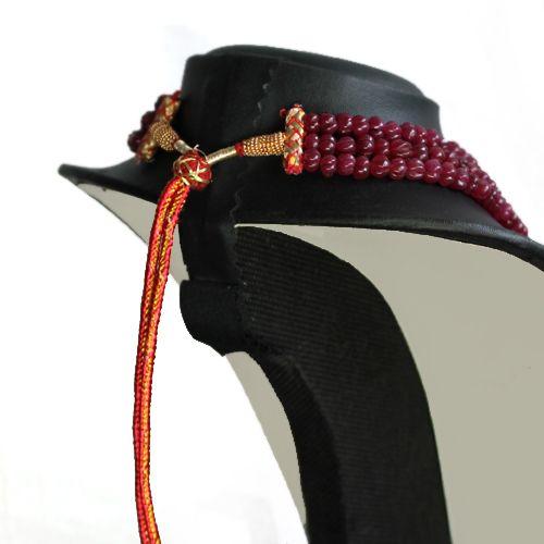 Rub 321 collier parure 3rangs rubis perles gravees sculptees 7mm 88gr 2